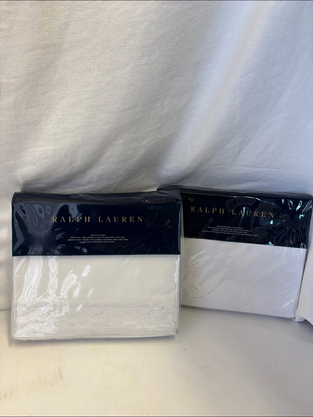 Ralph Lauren Katrine White King Flat & Fitted Sheet Set